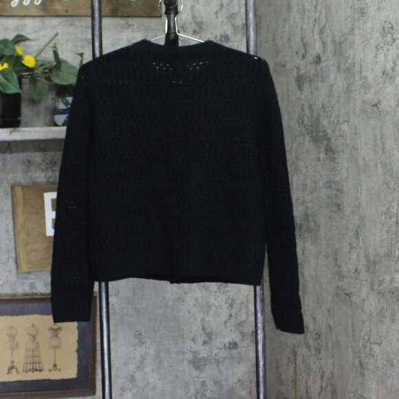 NWT C By Private Label Cashmere Crochet Cardigan Button Front Sweater Black S - Picture 5 of 8